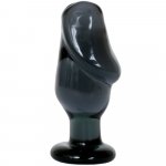 Helmet Head: Premium Glass Plug - Large - 4" Black Sex Toy