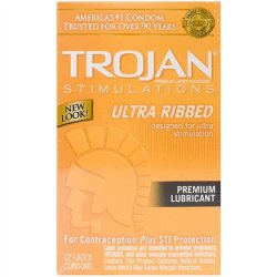 Trojan Ultra Ribbed Lubricant - 12 Pack sex toy Trojan Ultra Ribbed Lubricant - 12 Pack image